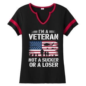 Retro IM A Veteran Not A Sucker Or A Loser Veterans Day Ladies Halftime Notch Neck Tee