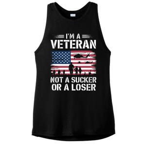 Retro IM A Veteran Not A Sucker Or A Loser Veterans Day Ladies PosiCharge Tri-Blend Wicking Tank