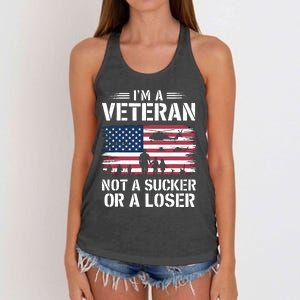 Retro IM A Veteran Not A Sucker Or A Loser Veterans Day Women's Knotted Racerback Tank