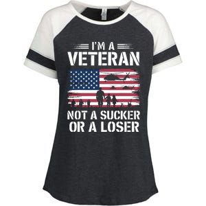 Retro IM A Veteran Not A Sucker Or A Loser Veterans Day Enza Ladies Jersey Colorblock Tee