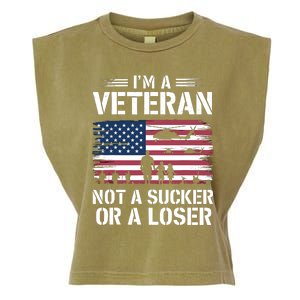 Retro IM A Veteran Not A Sucker Or A Loser Veterans Day Garment-Dyed Women's Muscle Tee