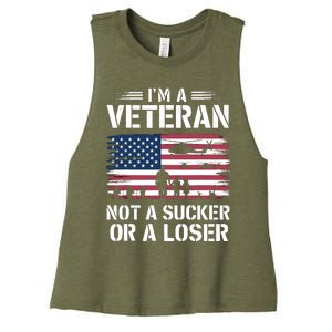 Retro IM A Veteran Not A Sucker Or A Loser Veterans Day Women's Racerback Cropped Tank