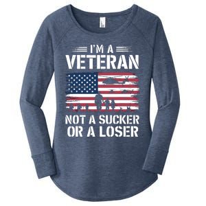 Retro IM A Veteran Not A Sucker Or A Loser Veterans Day Women's Perfect Tri Tunic Long Sleeve Shirt