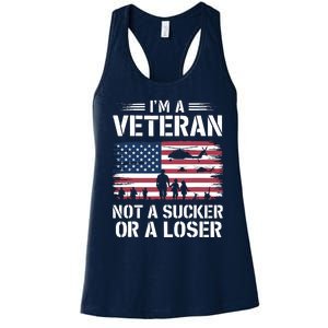 Retro IM A Veteran Not A Sucker Or A Loser Veterans Day Women's Racerback Tank