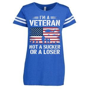 Retro IM A Veteran Not A Sucker Or A Loser Veterans Day Enza Ladies Jersey Football T-Shirt