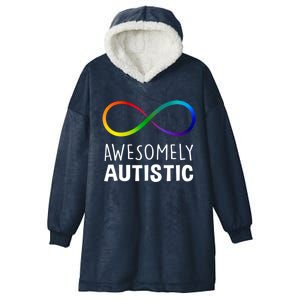 Red Instead Autism Awesomely Autistic Infinity Great Gift Hooded Wearable Blanket