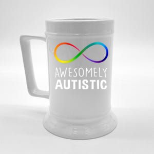 Red Instead Autism Awesomely Autistic Infinity Great Gift Beer Stein