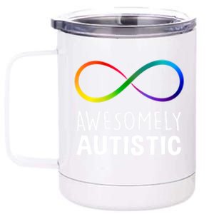 Red Instead Autism Awesomely Autistic Infinity Great Gift 12 oz Stainless Steel Tumbler Cup