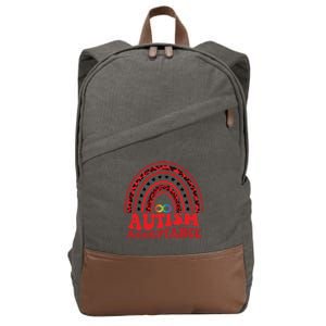 Red Instead Autism Awareness Acceptance Education Teacher Gift Cotton Canvas Backpack