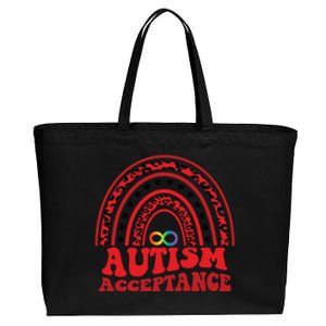 Red Instead Autism Awareness Acceptance Education Teacher Gift Cotton Canvas Jumbo Tote