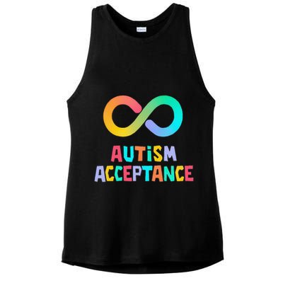Red Instead Autism Acceptance of Autism Ladies PosiCharge Tri-Blend Wicking Tank