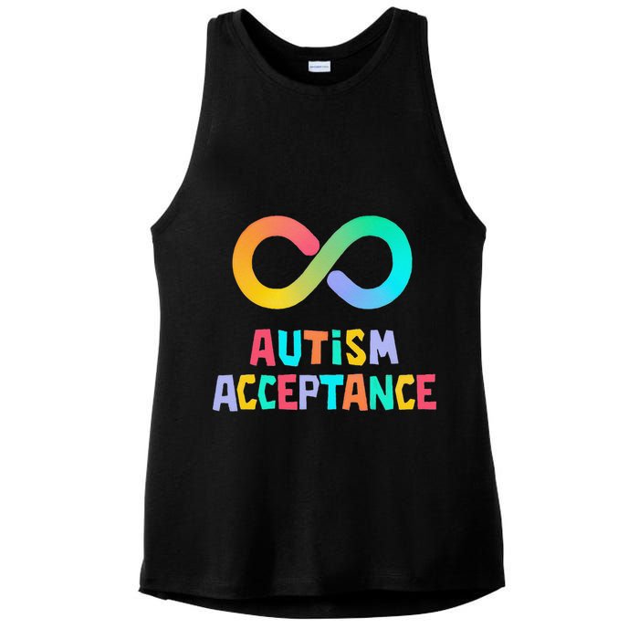 Red Instead Autism Acceptance of Autism Ladies PosiCharge Tri-Blend Wicking Tank
