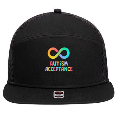 Red Instead Autism Acceptance of Autism 7 Panel Mesh Trucker Snapback Hat