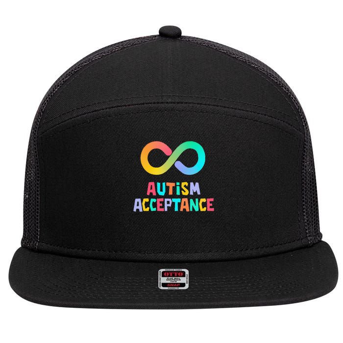 Red Instead Autism Acceptance of Autism 7 Panel Mesh Trucker Snapback Hat
