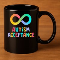 Red Instead Autism Acceptance of Autism 11oz C Handle Ceramic Mug