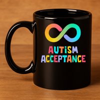 Red Instead Autism Acceptance of Autism 11oz C Handle Ceramic Mug
