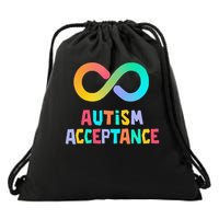 Red Instead Autism Acceptance of Autism Drawstring Bag