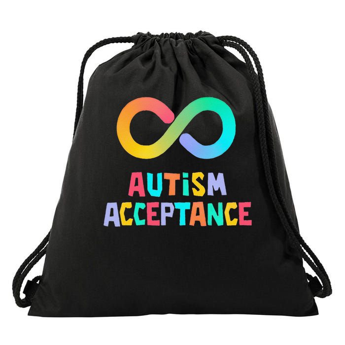 Red Instead Autism Acceptance of Autism Drawstring Bag