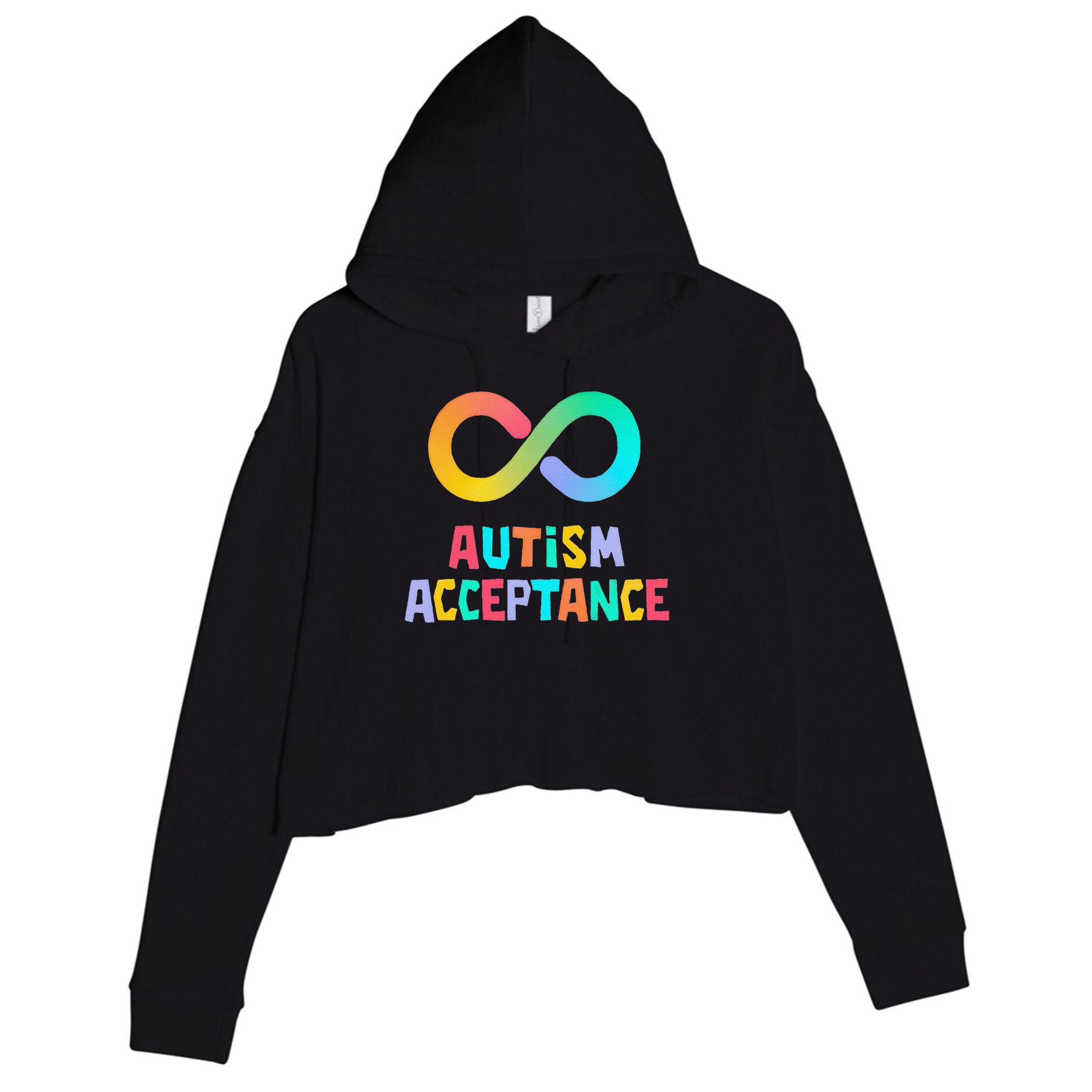 Red Instead Autism Acceptance of Autism Crop Fleece Hoodie