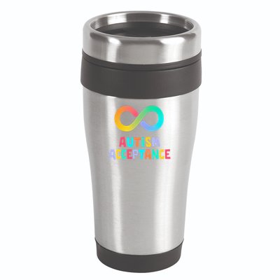 Red Instead Autism Acceptance of Autism 16oz Travel Tumbler