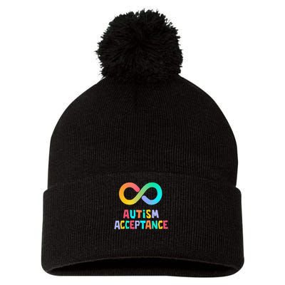 Red Instead Autism Acceptance of Autism Pom Pom 12in Knit Beanie