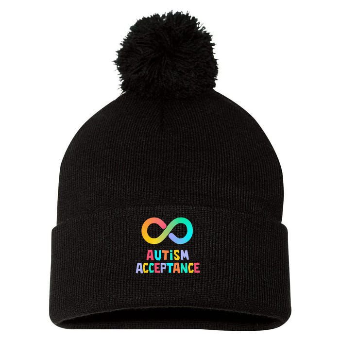 Red Instead Autism Acceptance of Autism Pom Pom 12in Knit Beanie