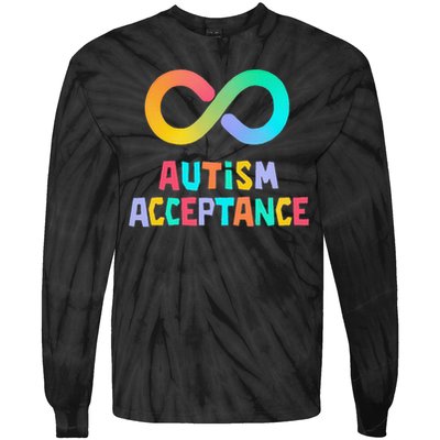 Red Instead Autism Acceptance of Autism Tie-Dye Long Sleeve Shirt