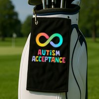 Red Instead Autism Acceptance of Autism Golf Towel