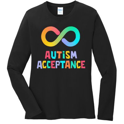 Red Instead Autism Acceptance of Autism Ladies Long Sleeve Shirt