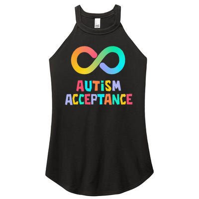 Red Instead Autism Acceptance of Autism Women's Perfect Tri Rocker Tank