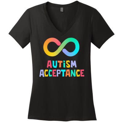 Red Instead Autism Acceptance of Autism Women's V-Neck T-Shirt