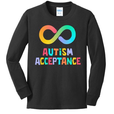 Red Instead Autism Acceptance of Autism Kids Long Sleeve Shirt