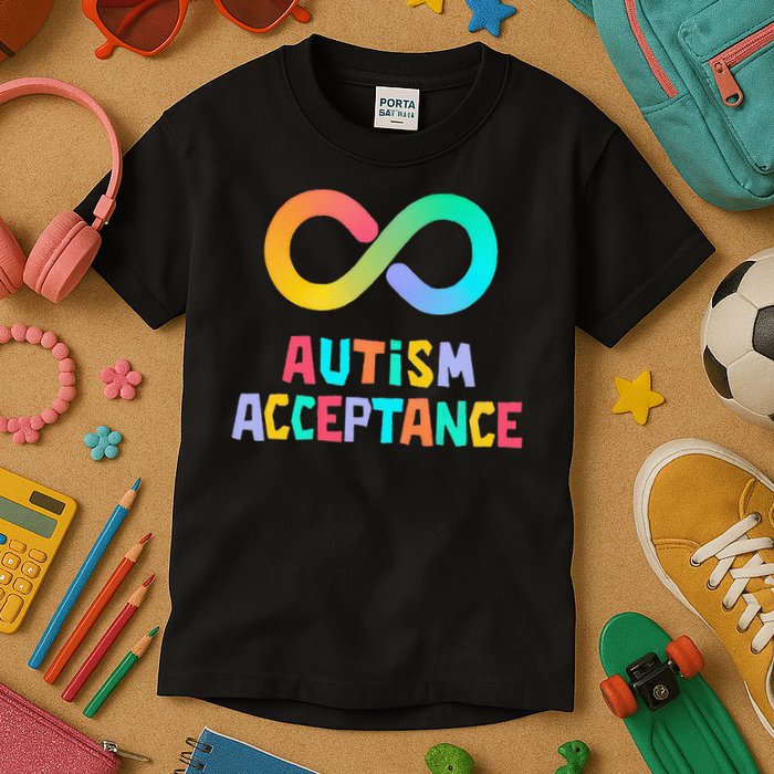 Red Instead Autism Acceptance of Autism Kids T-Shirt