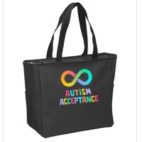 Red Instead Autism Acceptance of Autism Zip Tote Bag