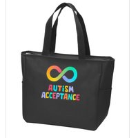 Red Instead Autism Acceptance of Autism Zip Tote Bag