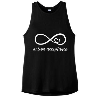 Red Instead Autism Acceptance of Autism Ladies PosiCharge Tri-Blend Wicking Tank