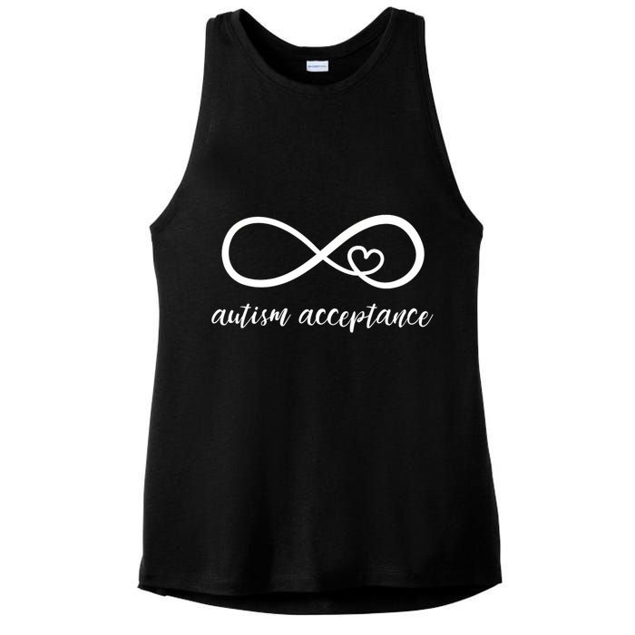 Red Instead Autism Acceptance of Autism Ladies PosiCharge Tri-Blend Wicking Tank
