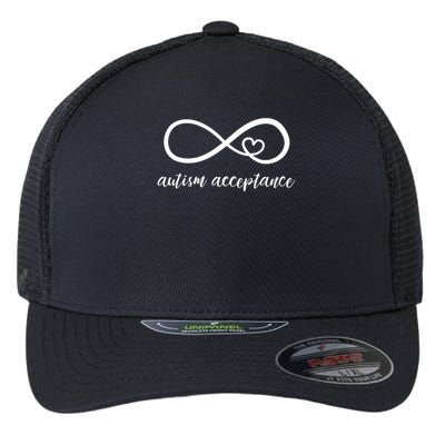 Red Instead Autism Acceptance of Autism Flexfit Unipanel Trucker Cap