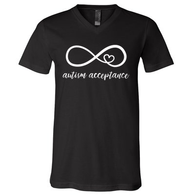 Red Instead Autism Acceptance of Autism V-Neck T-Shirt