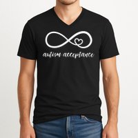 Red Instead Autism Acceptance of Autism V-Neck T-Shirt