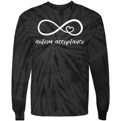 Red Instead Autism Acceptance of Autism Tie-Dye Long Sleeve Shirt