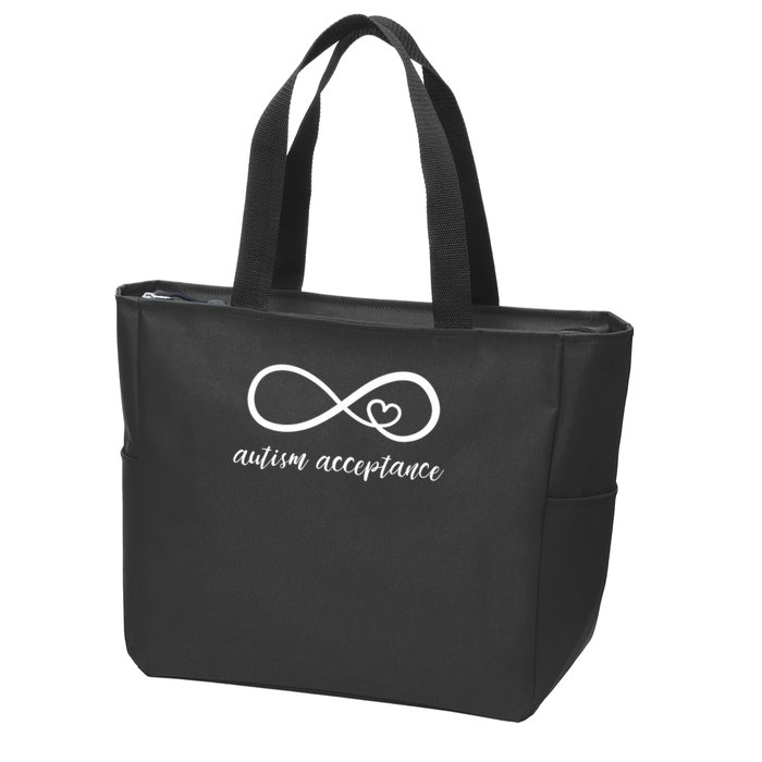 Red Instead Autism Acceptance of Autism Zip Tote Bag