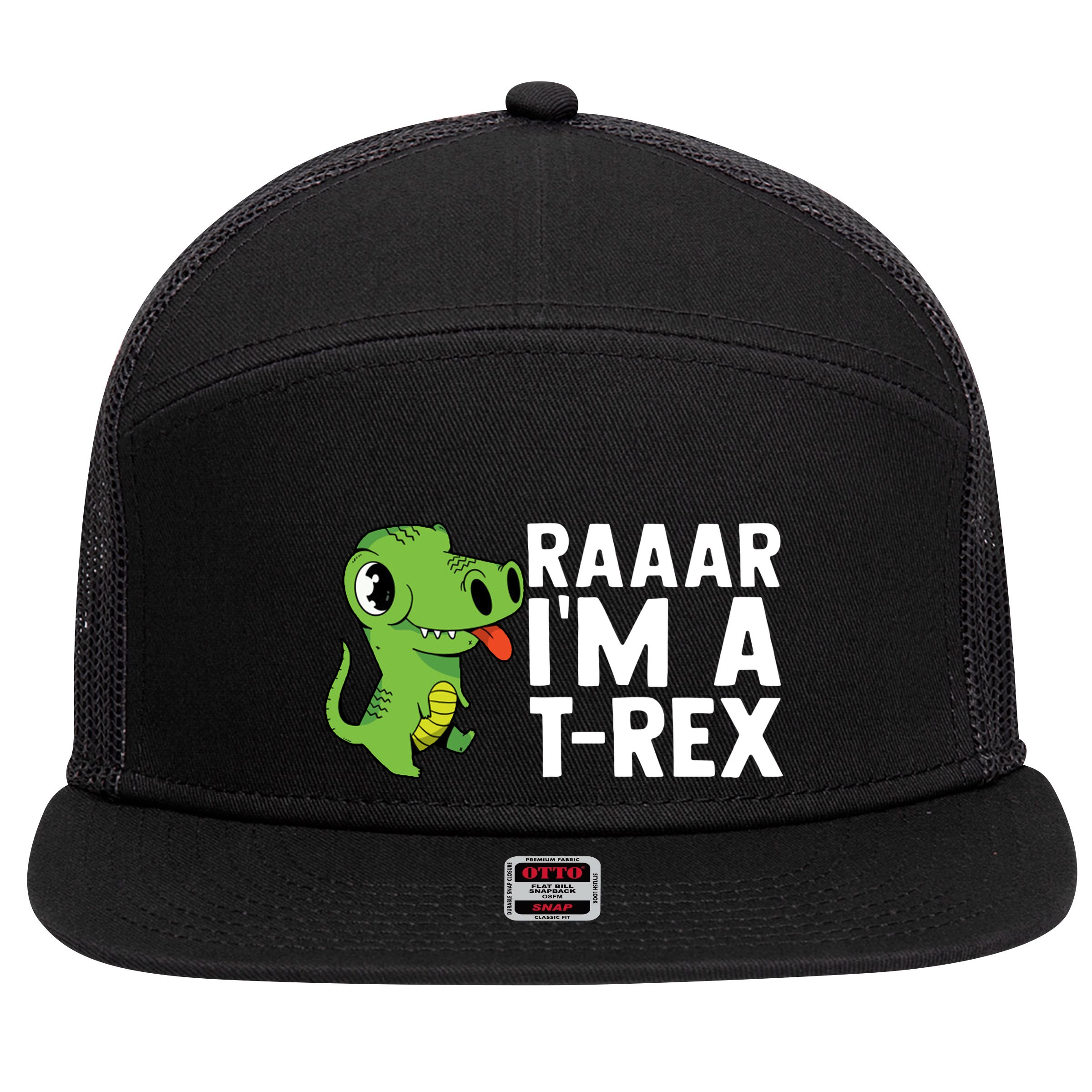 Raar I'm A T Rex Cute Funny Dinosaur 7 Panel Mesh Trucker Snapback Hat