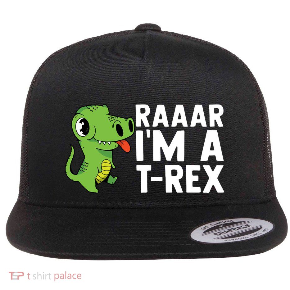 Raar I'm A T Rex Cute Funny Dinosaur Flatbill Hat