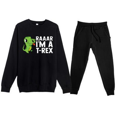 Raar I'm A T Rex Cute Funny Dinosaur Premium Crewneck Sweatsuit Set