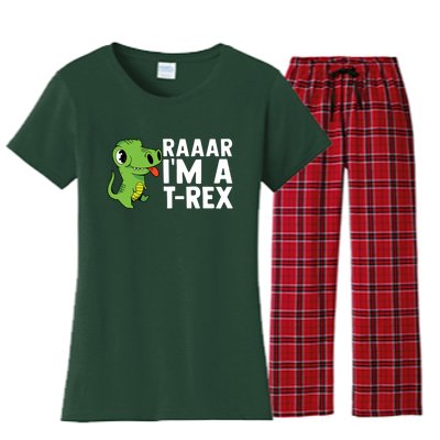 Raar I'm A T Rex Cute Funny Dinosaur Women's Flannel Pajama Set