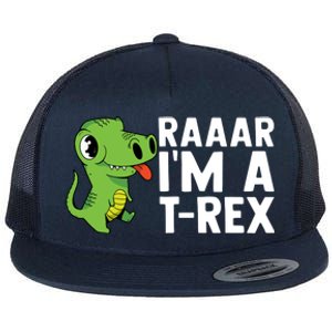 Raar I'm A T Rex Cute Funny Dinosaur Flat Bill Trucker Hat