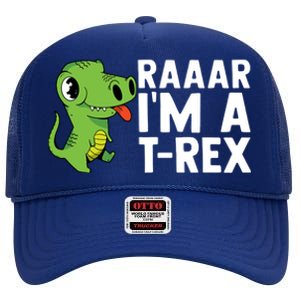 Raar I'm A T Rex Cute Funny Dinosaur High Crown Mesh Back Trucker Hat