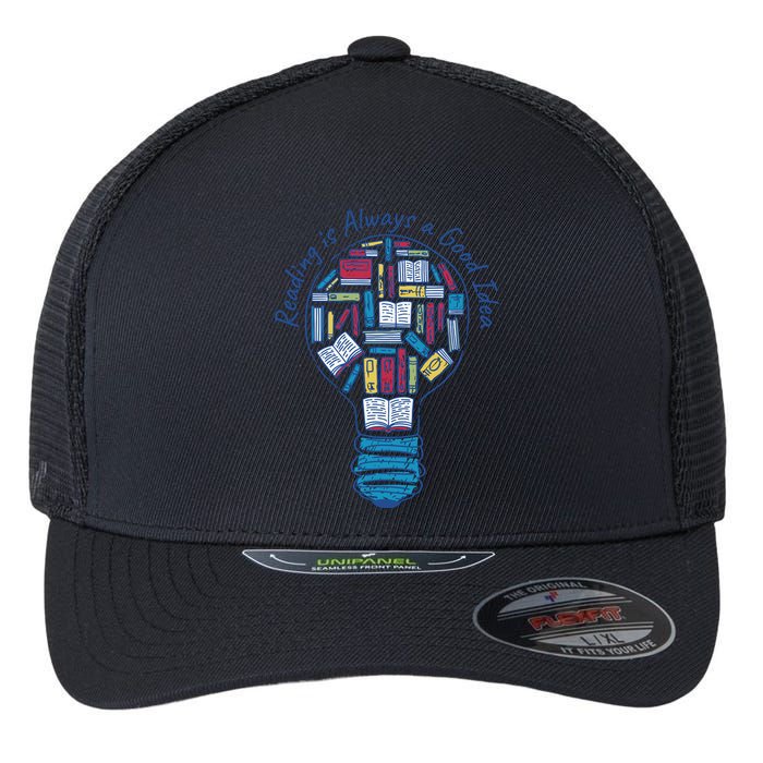 Reading Is Always A Good Idea Lightbulb Flexfit Unipanel Trucker Cap