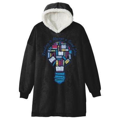 Reading Is Always A Good Idea Lightbulb Hooded Wearable Blanket
